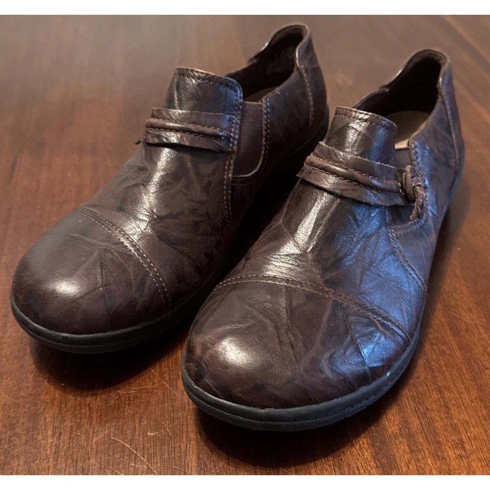 Clarks Collection Womens 8.5 W Brown Leather Mary Jane Comfort Shoes